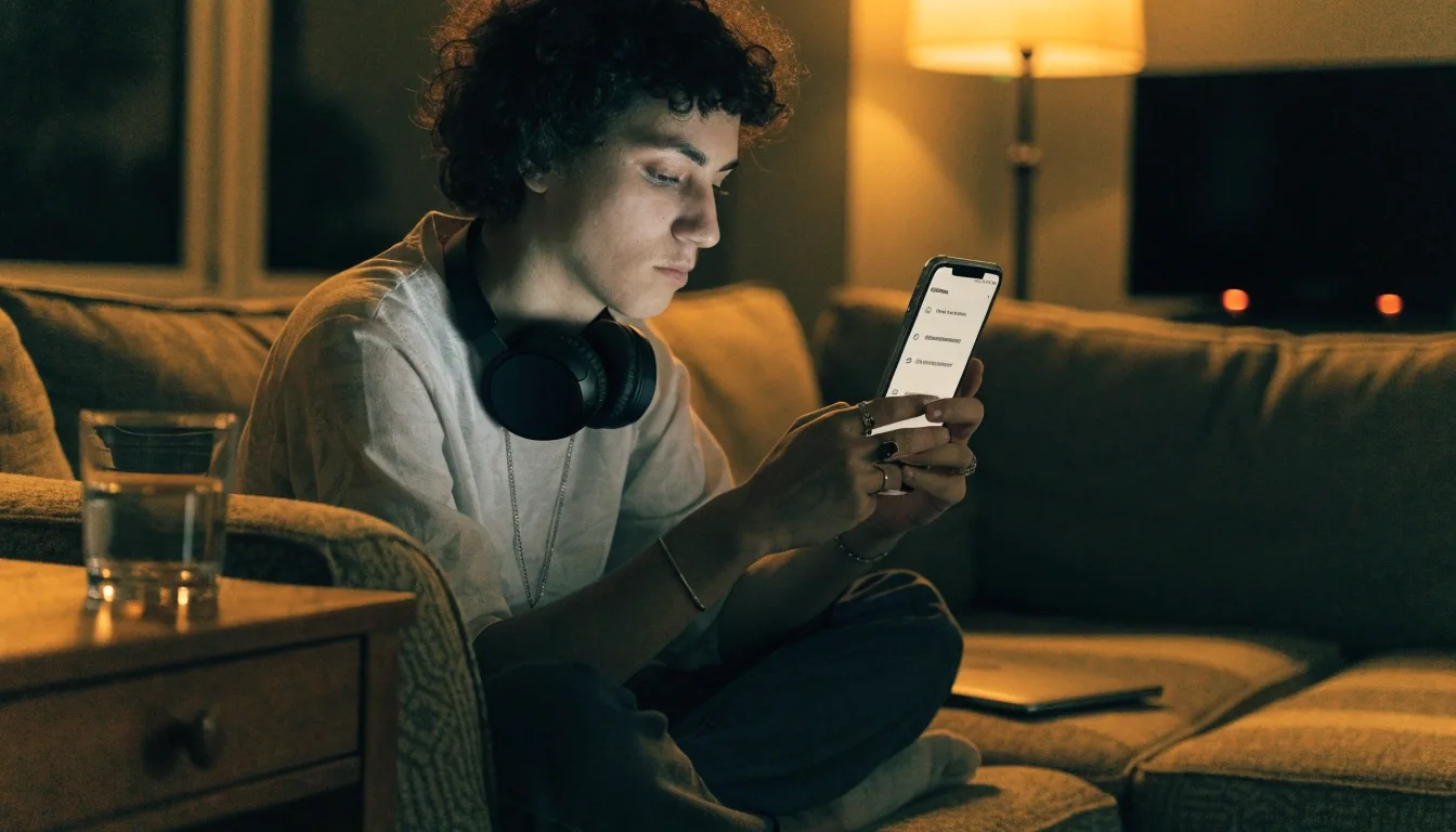 Person reviewing browser cookie settings on a phone at home